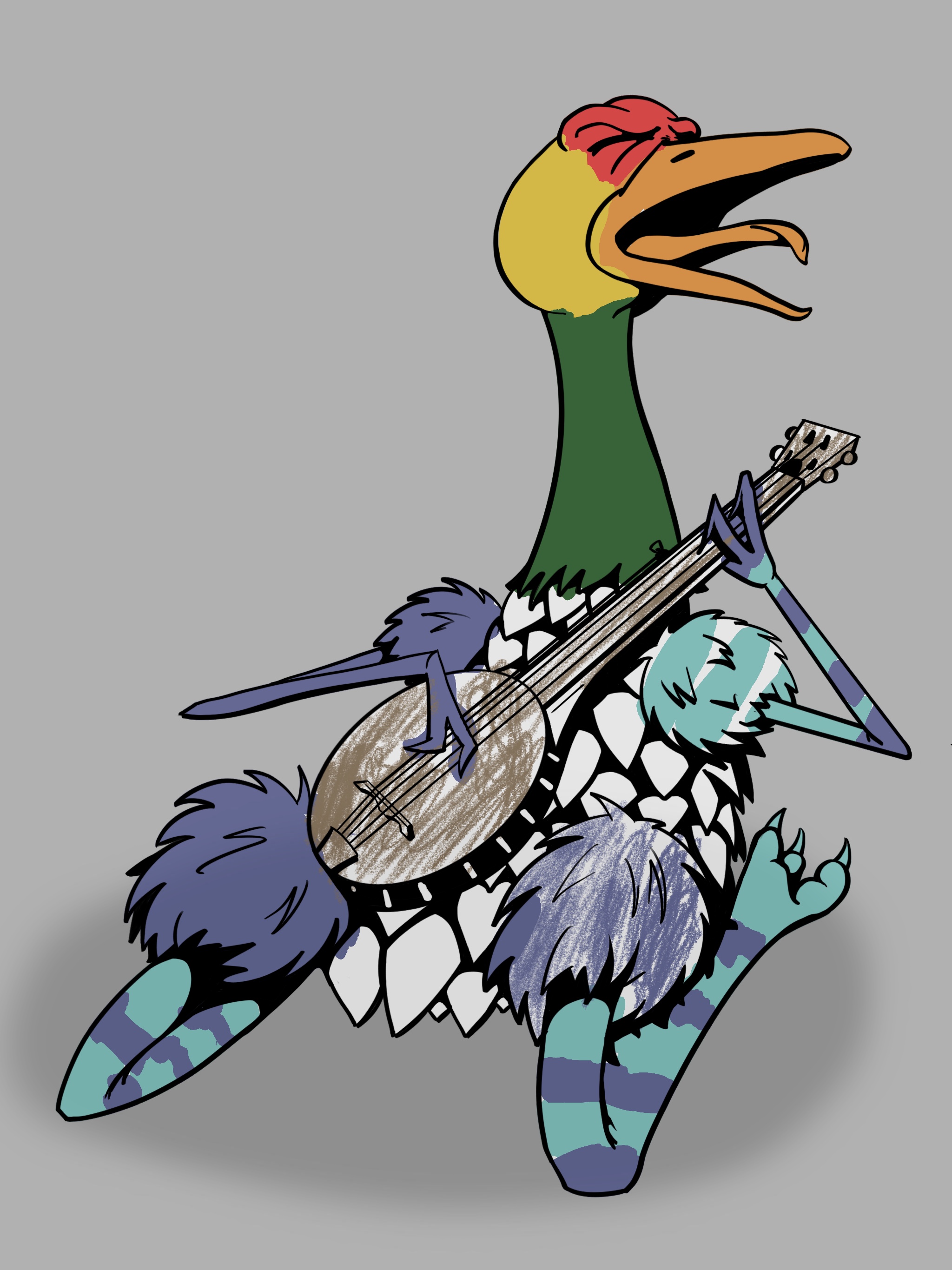 Banjo-Playing Goose Flamingo Ostrich